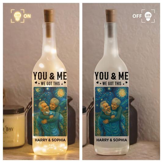 Van Gogh Style You & Me We Got This - Personalized Photo Bottle Lamp