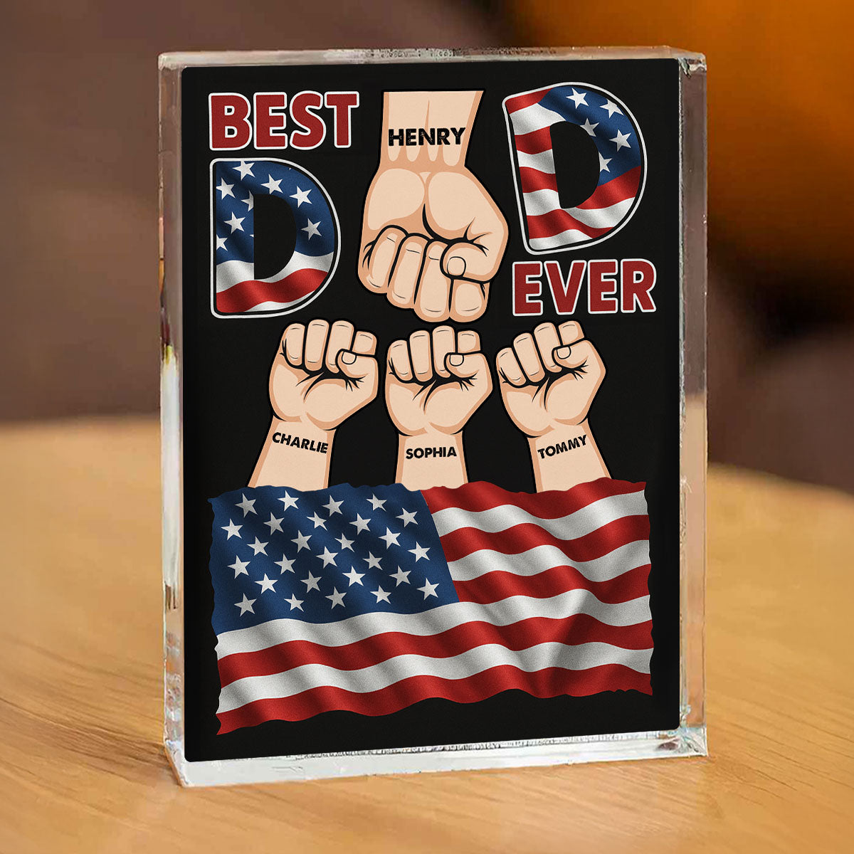 Best Dad Ever Nation Flag Personalized Acrylic Block Plaque,  Gift for Dad