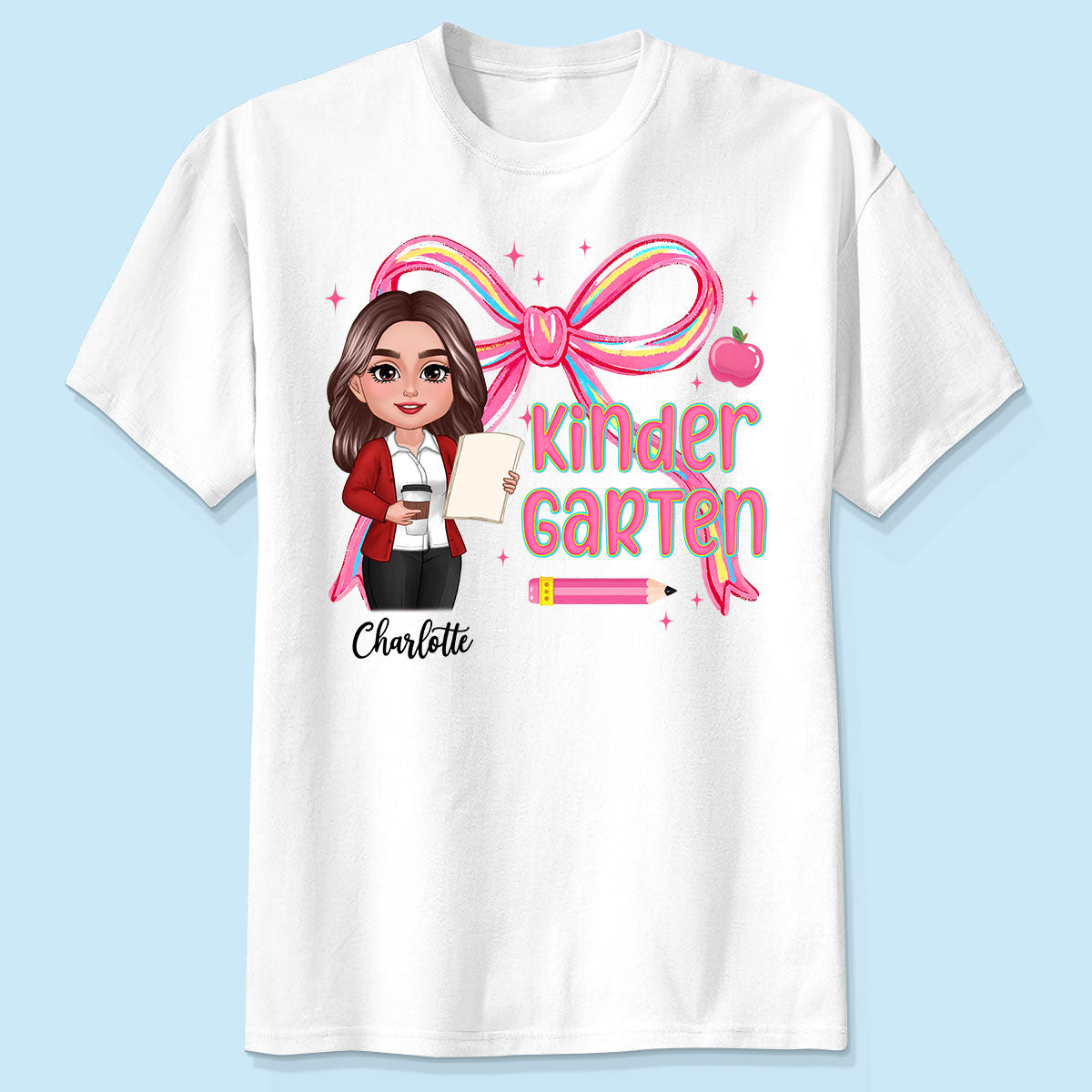 Preppy Style Pinky Teacher Custom Grade Personalized Shirt