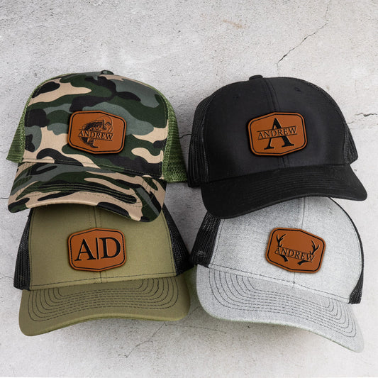Father's Day Gifts, Vintage Custom Name & Symbols For Men, Husband, Dad - Personalized Leather Patch Hat