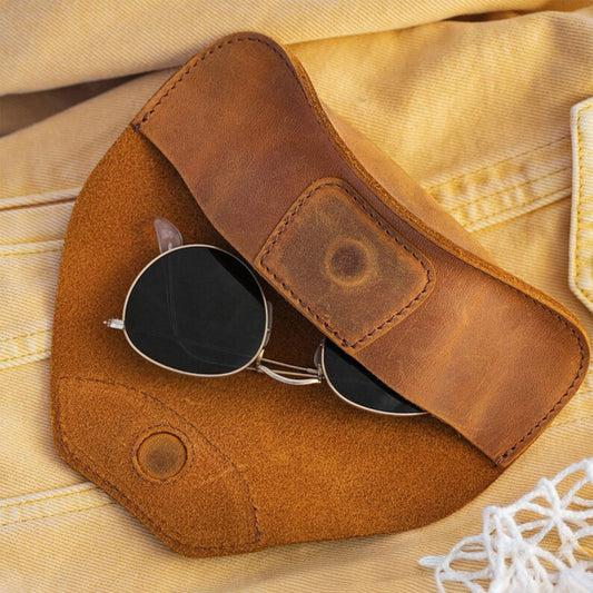 Father's Day Gifts, Vintage Custom Name, Initial For Men, Grandpa, Husband, Dad - Personalized Leather Glasses Case