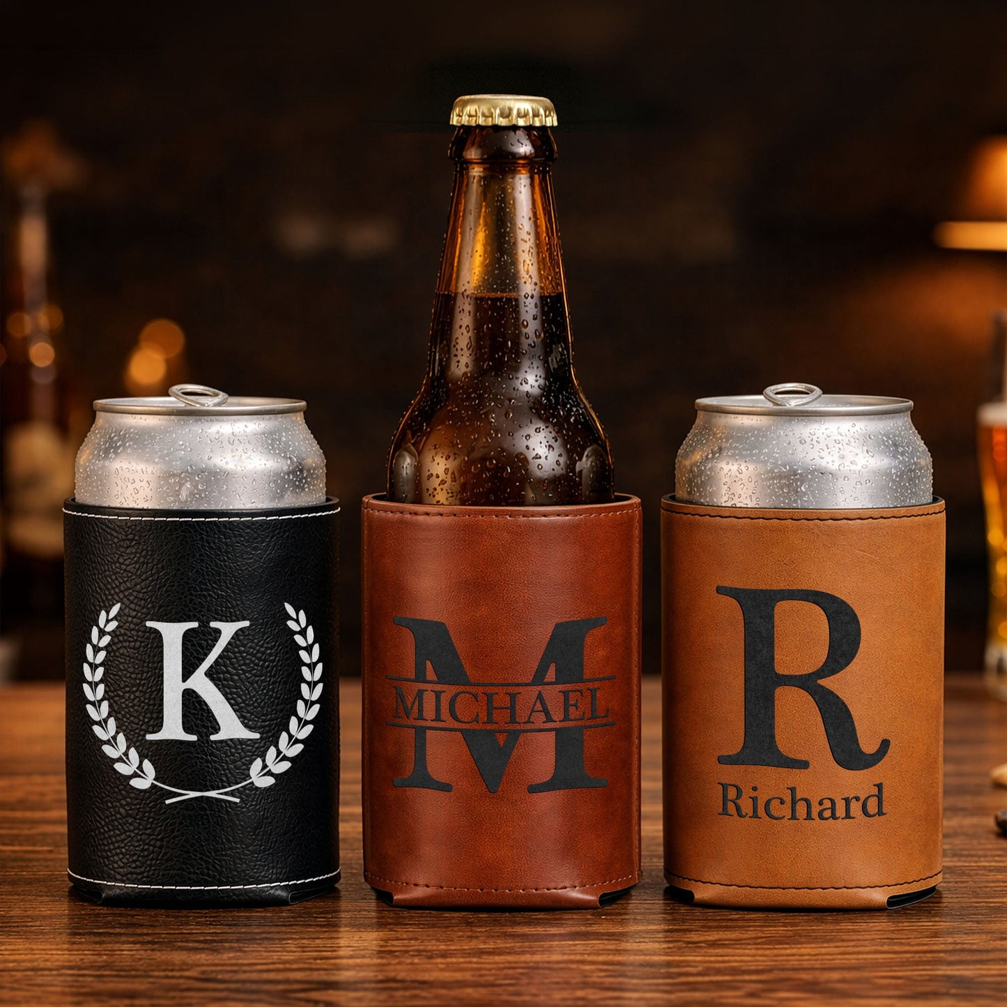 Vintage Monogram - Personalized Can Cooler