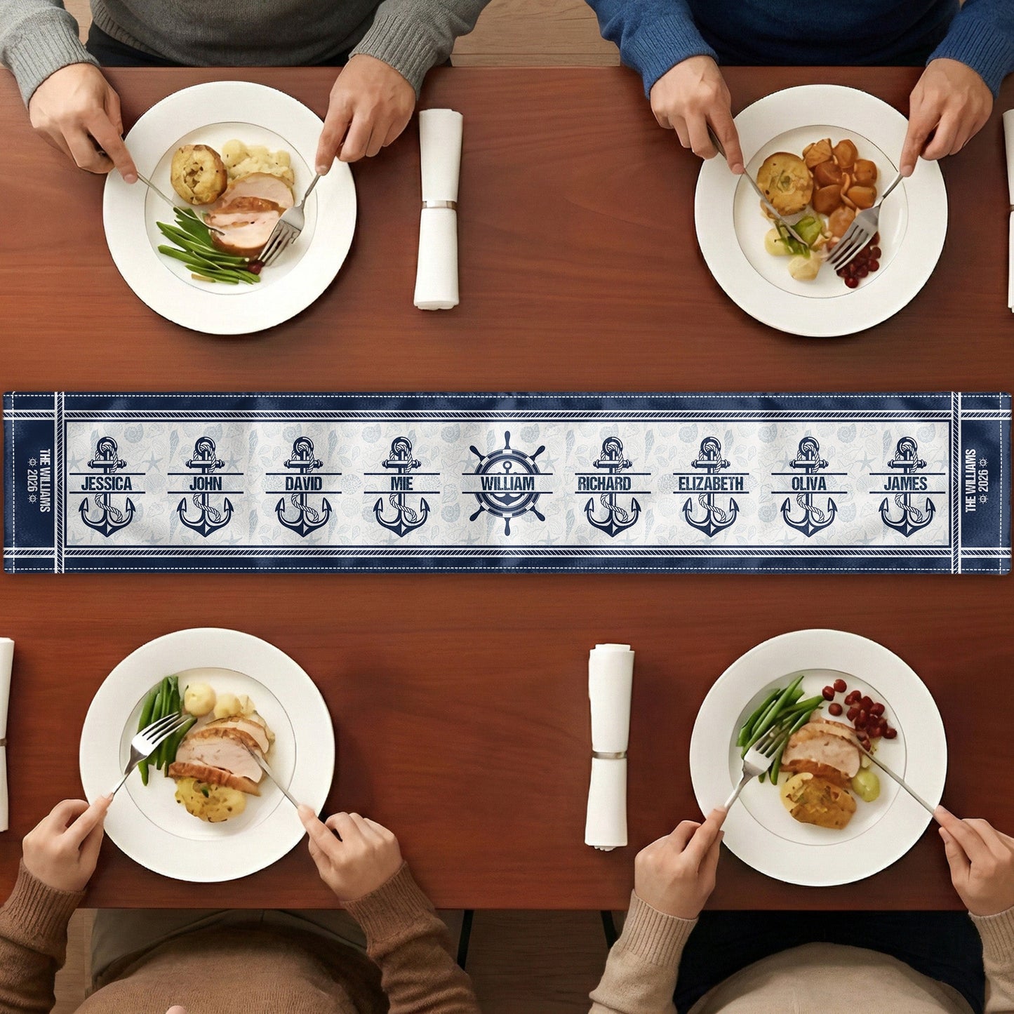 Vintage Nautical, Archor - Personalized Table Runner