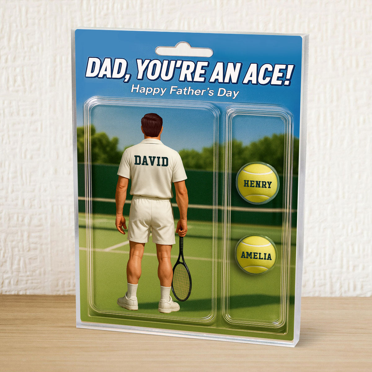 You're An Ace Tennis Dad With Kids' Names Custom Figure Personalized Acrylic Block Plaque,  Gift For Him, For Dad