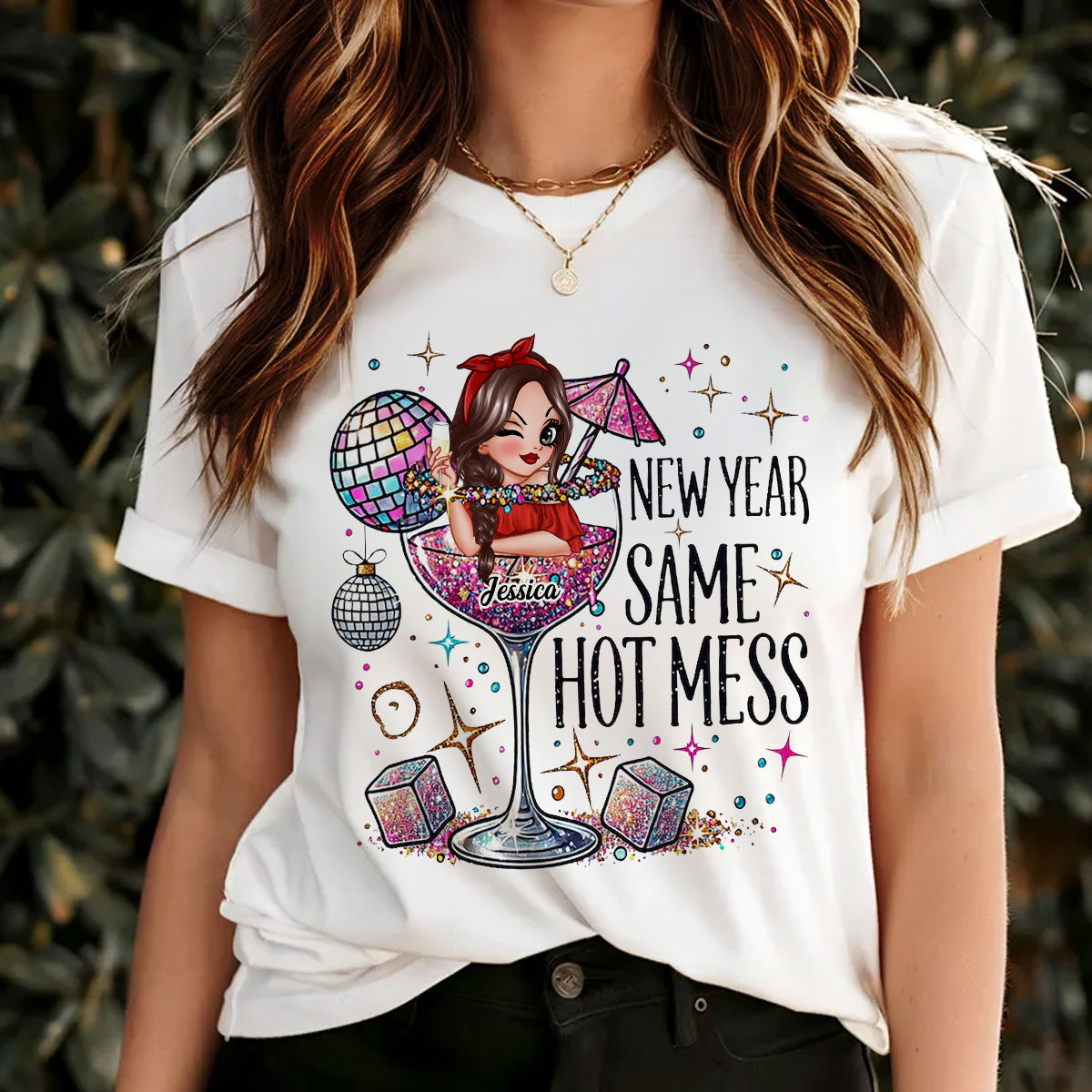 New Year Same Hot Mess, Alcohol New Year Party Adult Humor Personalized Shirt, New Year Gift for yourself