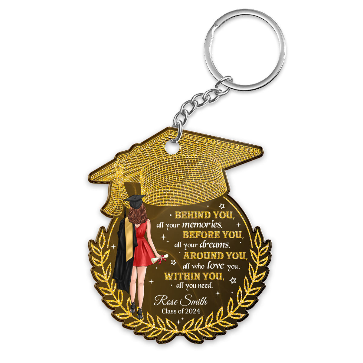 Behind You All Your Memories Graduation Gift Personalized Acrylic Keychain