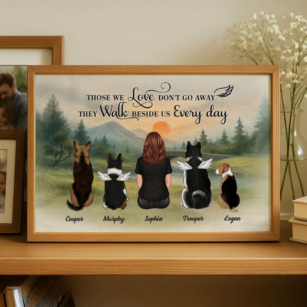 Retro Vintage Mountain Landscape Pet Dog Cat Memorial Personalized Poster