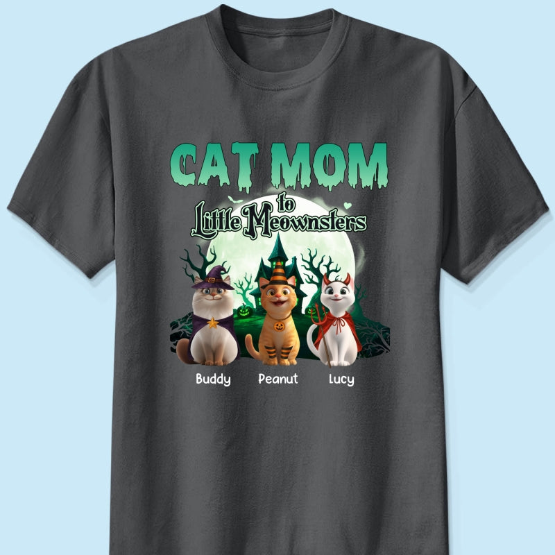 Cat Mom to Little Meownsters Personalized Shirt, Halloween Shirt for Cat Moms