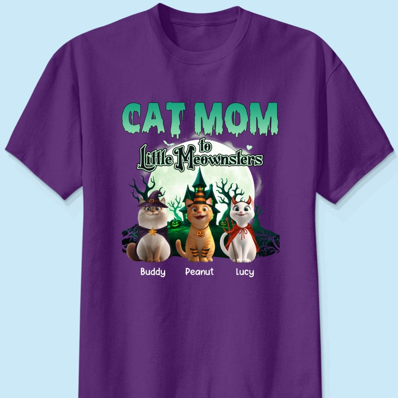 Cat Mom to Little Meownsters Personalized Shirt, Halloween Shirt for Cat Moms