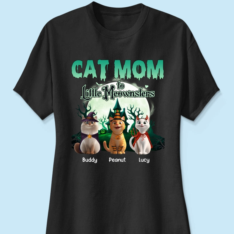 Cat Mom to Little Meownsters Personalized Shirt, Halloween Shirt for Cat Moms