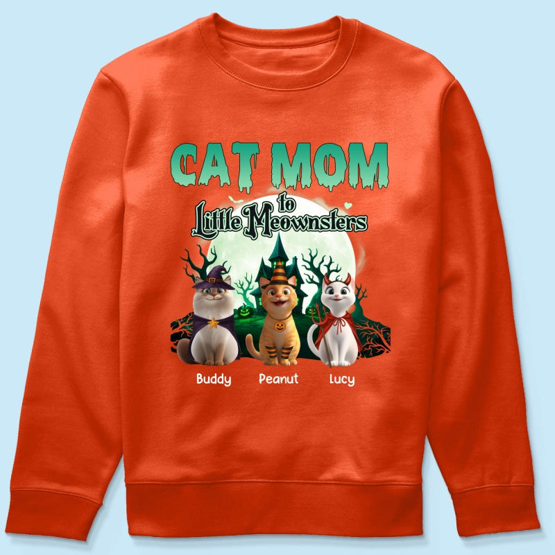 Cat Mom to Little Meownsters Personalized Shirt, Halloween Shirt for Cat Moms