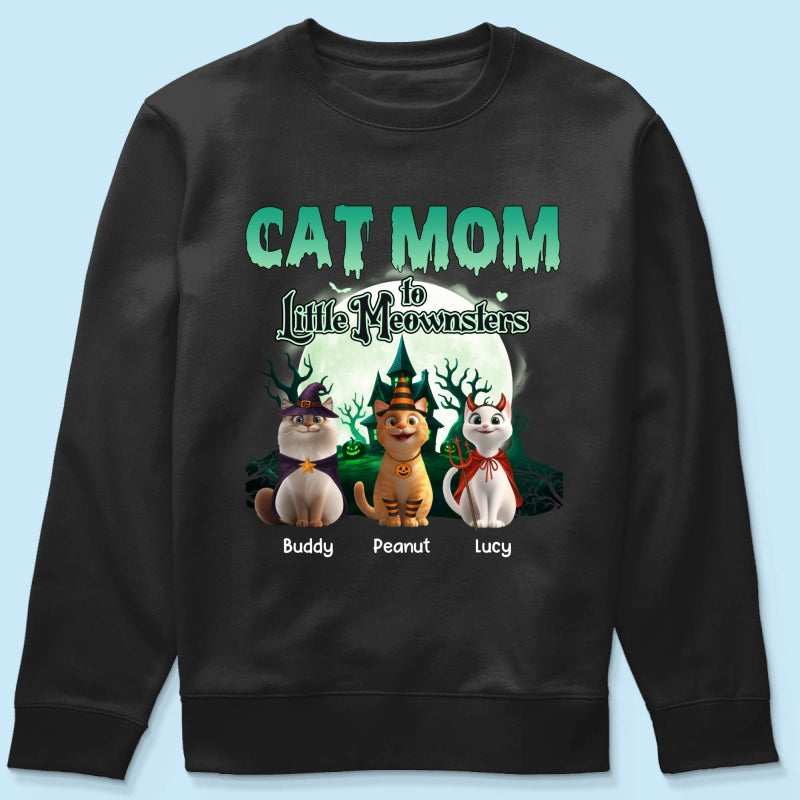 Cat Mom to Little Meownsters Personalized Shirt, Halloween Shirt for Cat Moms