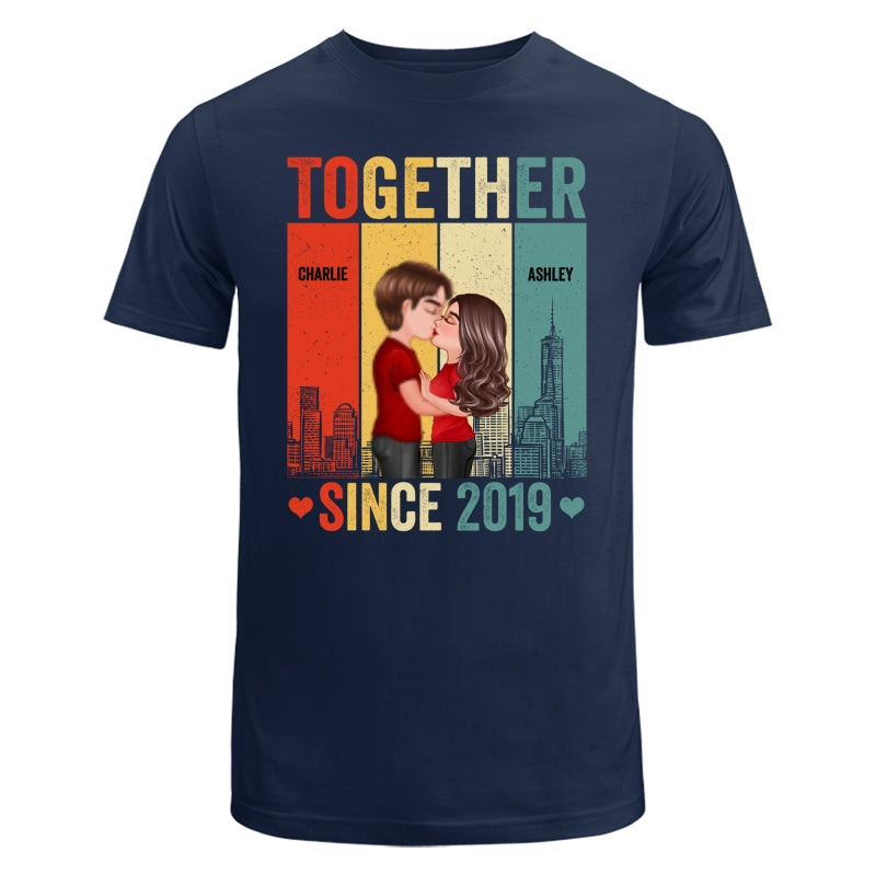 Couple Kissing Under Skyline Retro Personalized Shirt