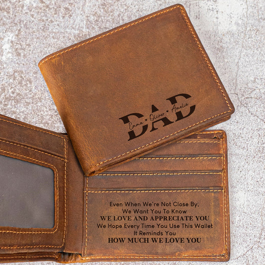 Father's Day Gifts, Wallet Reminder For Dad, Grandpa, Papa - Personalized Leather Wallet