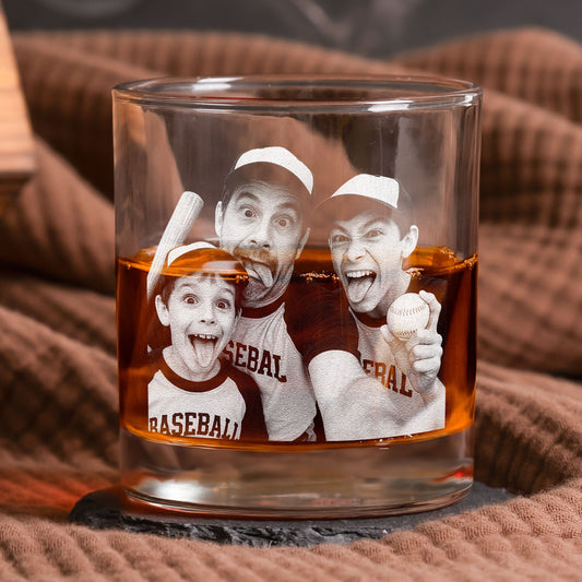 Father's Day Gifts, We Caught The Best Dad - Personalized Whiskey Glass With Photo