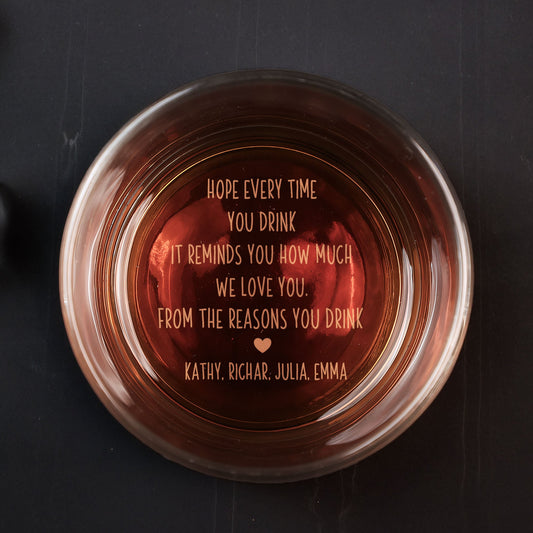 Father's Day Gifts, We Love You From The Reasons You Drink - Personalized Engraved Whiskey Glass