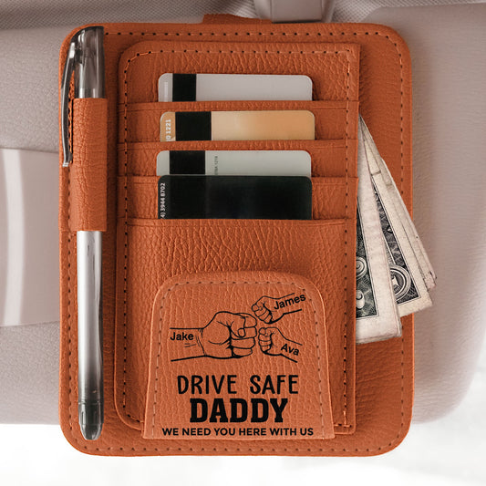 Father's Day Gifts, We Need You Here With Us - Personalized Leather Car Visor Organizer