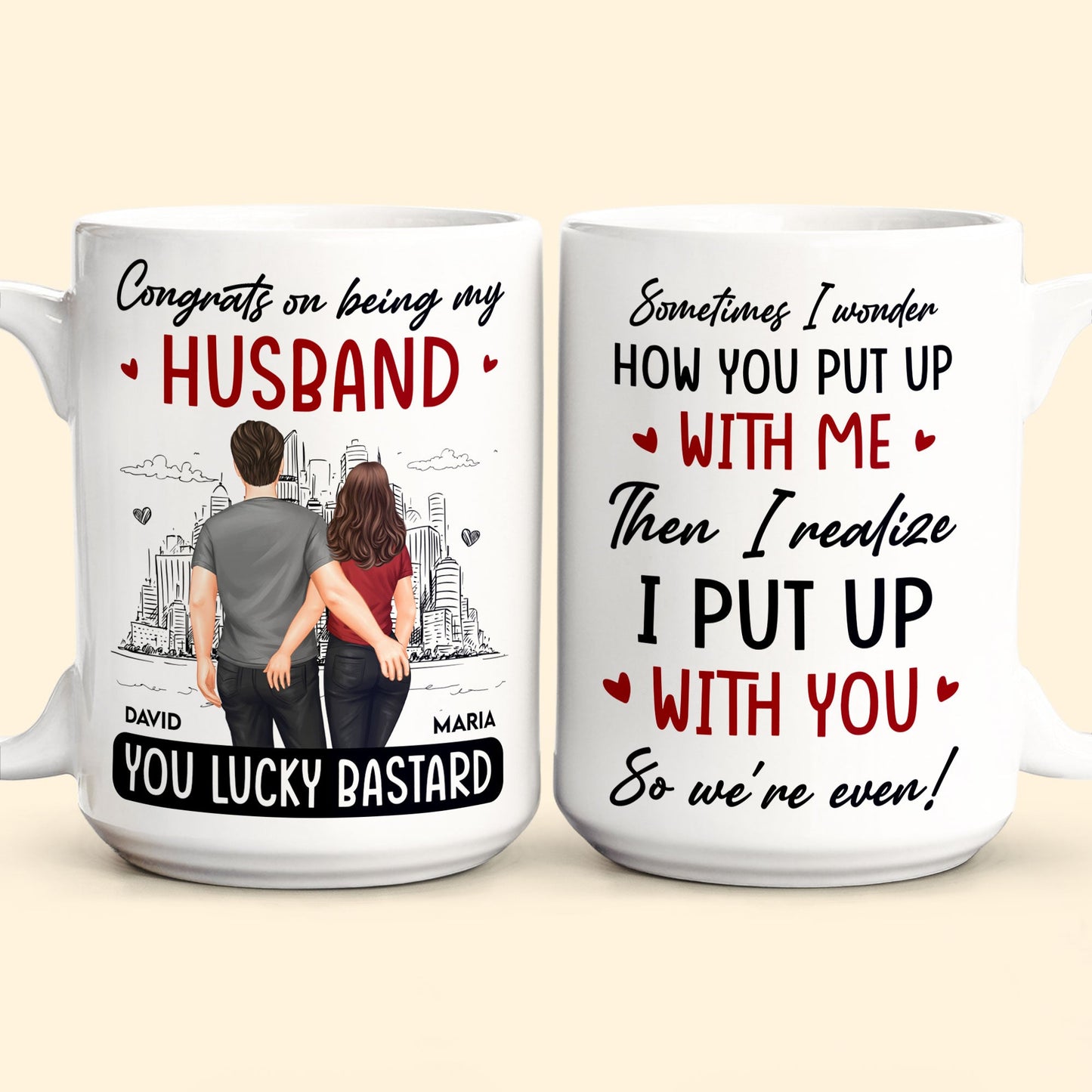 We Put Up With Each Other - Personalized Mug
