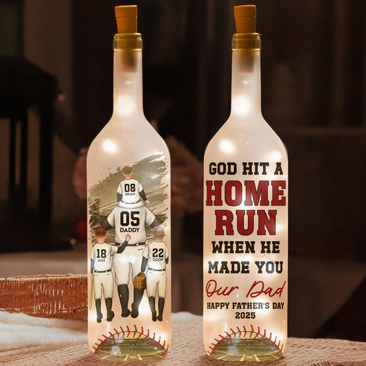 Father's Day Gifts, We Scored A Home Run Baseball Dad Dad Gift - Personalized Bottle Lamp