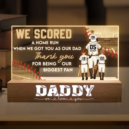 Father's Day Gifts, We Scored A Home Run Dad Gift Baseball Dad - Personalized LED Night Light