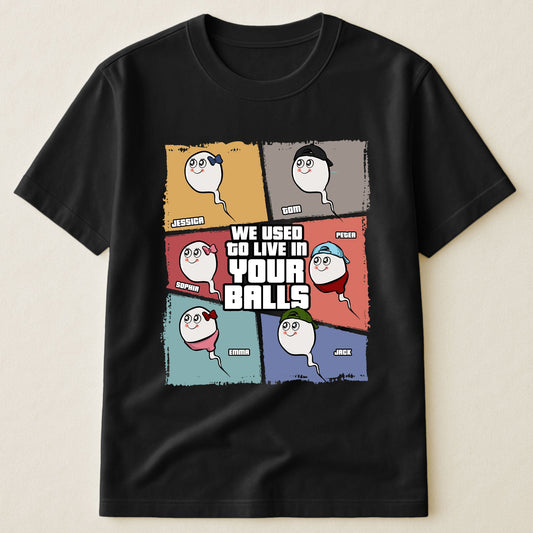 Father's Day Gifts, We Used To Live In Your Balls - Personalized Shirt