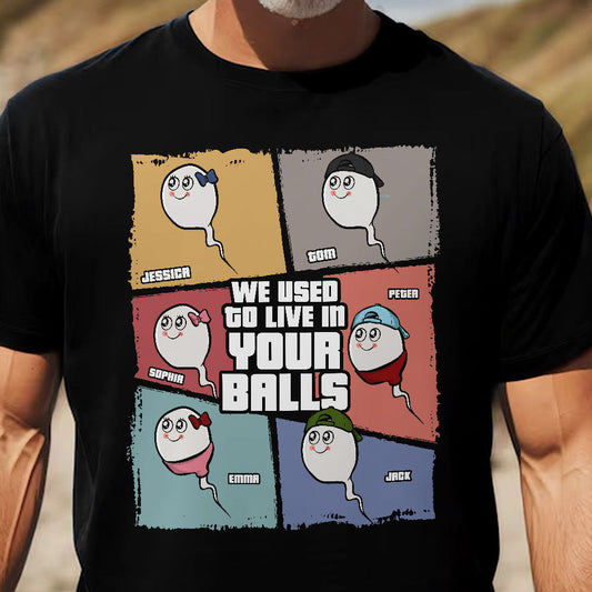 Father's Day Gifts, We Used To Live In Your Balls - Personalized Shirt