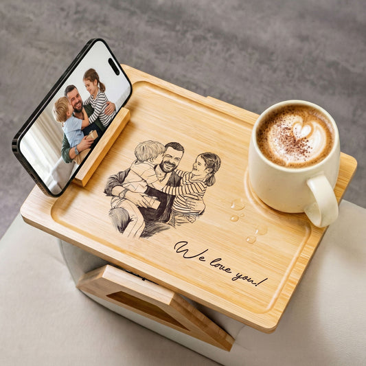 We Love You Dad Sketch Line Art Father's Day Gift For Husband - Personalized Couch Arm Table
