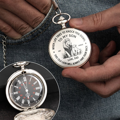 When Life Tries To Knock You Down - Personalized Pocket Watch