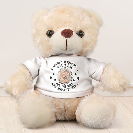 When You Miss Me Hug This Bear - Teddy Bear With Personalized Photo Shirt