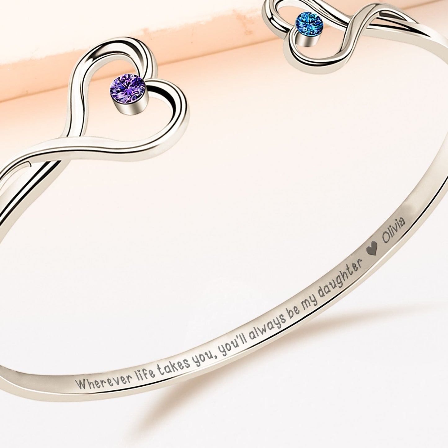 Wherever Life Takes You You'll Always Be My Daughter - Personalized Heart Bracelet