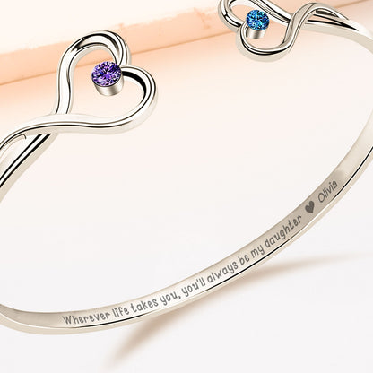 Wherever Life Takes You You'll Always Be My Daughter - Personalized Heart Bracelet