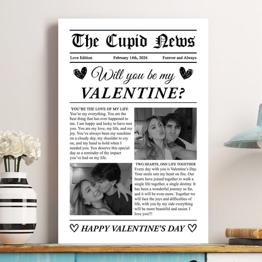 Will You Be My Valentine? First Valentine's Day Gift For Couples, Him, Her - Personalized Photo Poster