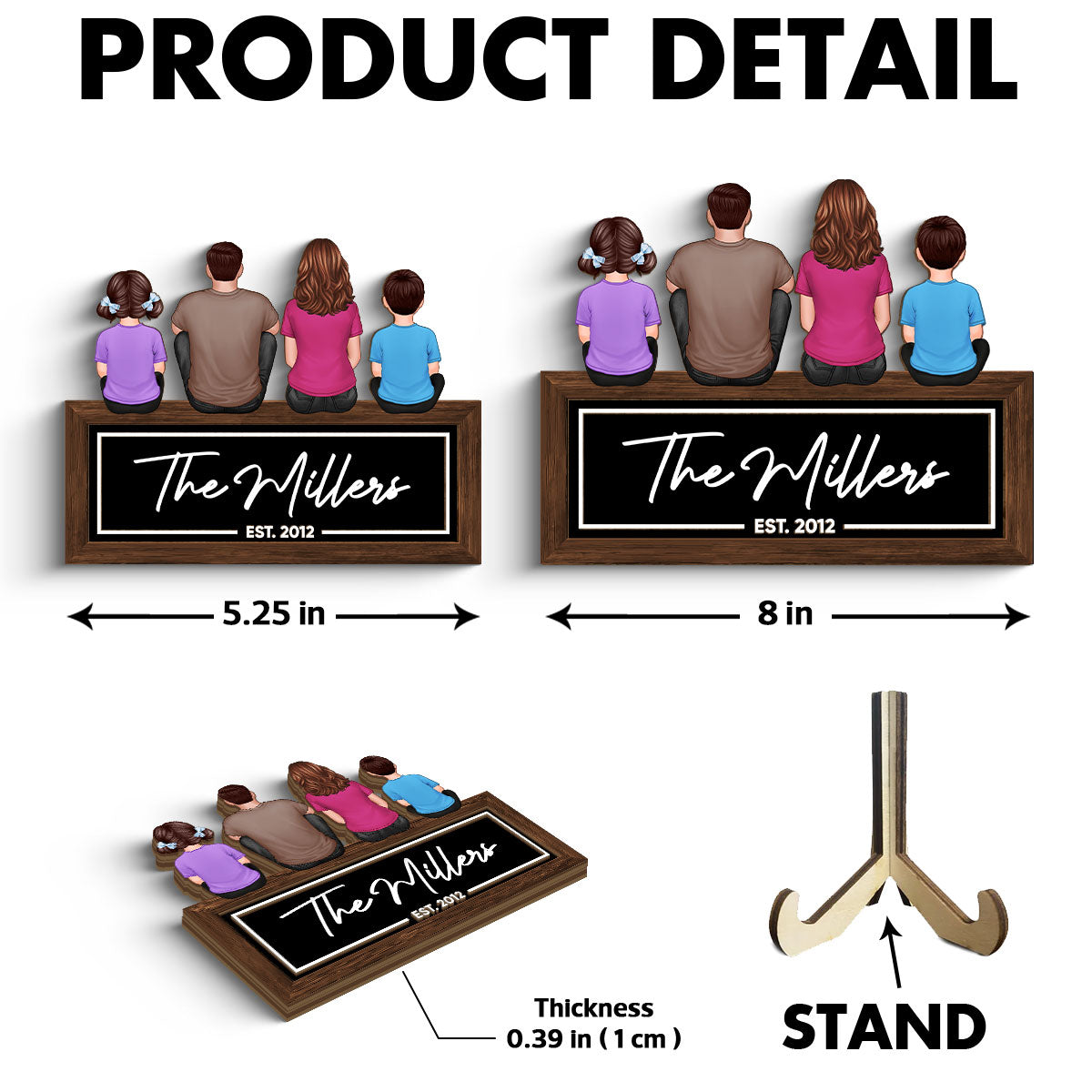 Dad's Pride - Family Showcase Wooden Plaque -  Gift