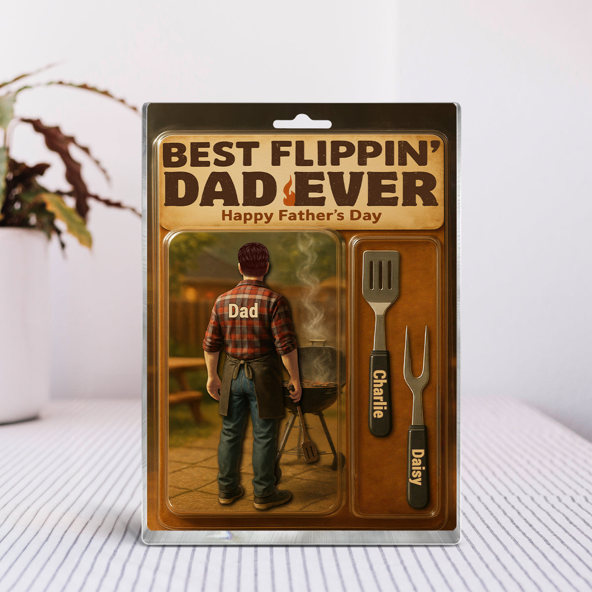 Best Flippin' Dad Ever With Kids' Names Custom Figure Personalized Acrylic Block Plaque, Unique  Gift For Him, For Dad, For Grandpa