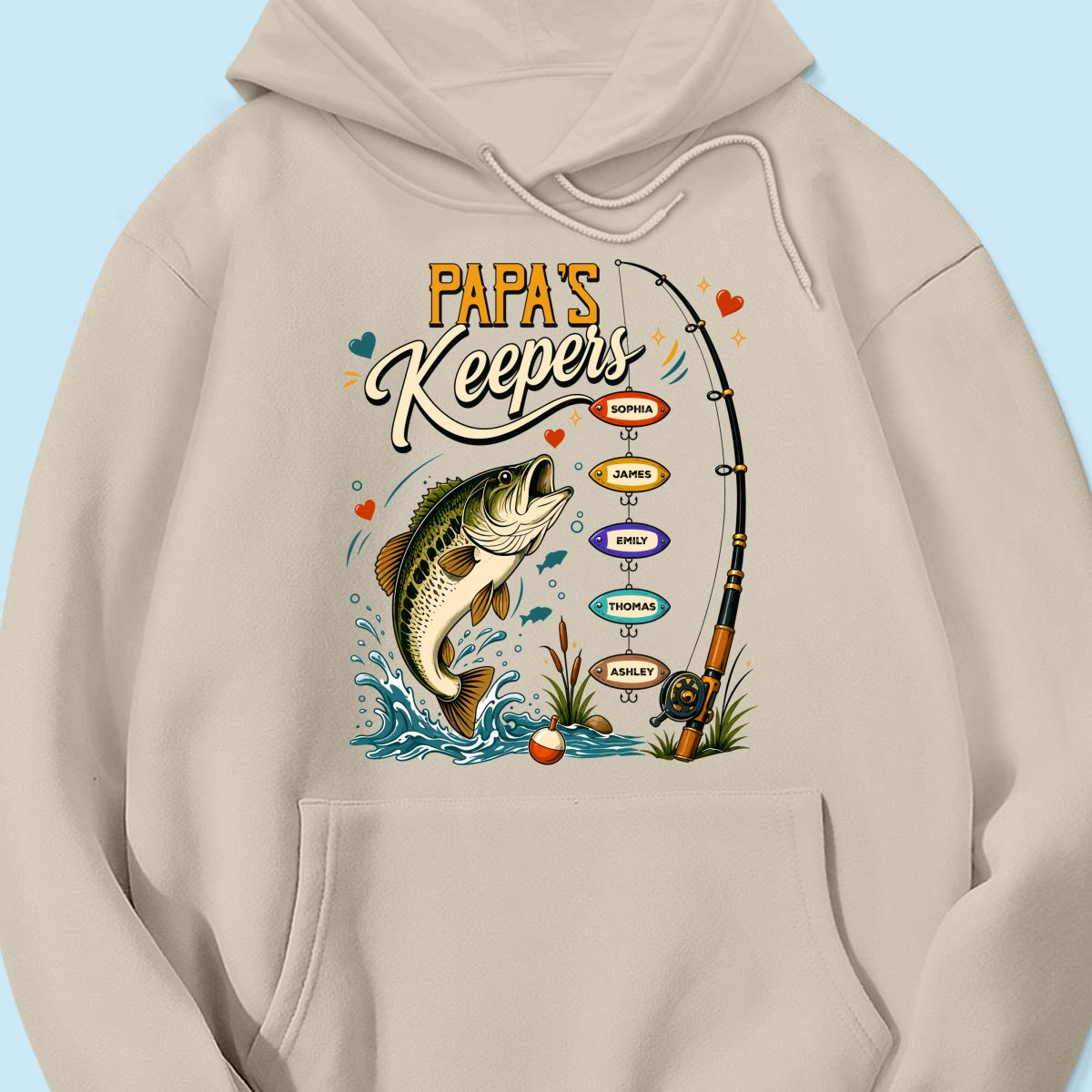 Grandpa's Keepers Fishing With Grandkids Names, Father's Day Papa Gift - Personalized Shirt