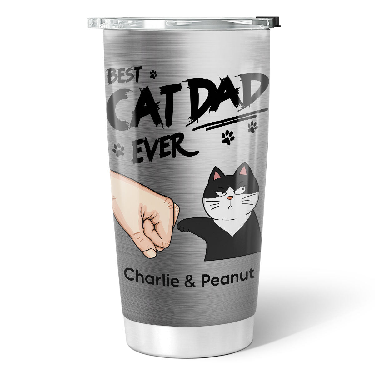 Best Cat Dad Ever Fist Bump Funny Cute Cats Personalized Tumbler