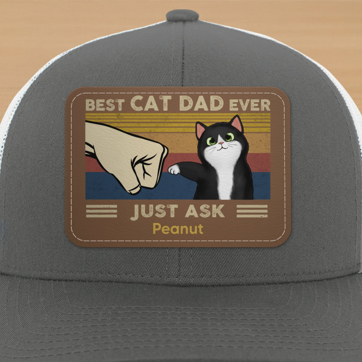 Father’s Day 2025 Gift for Cat Dads - Custom Cat Fist Bump Personalized Trucker Hat