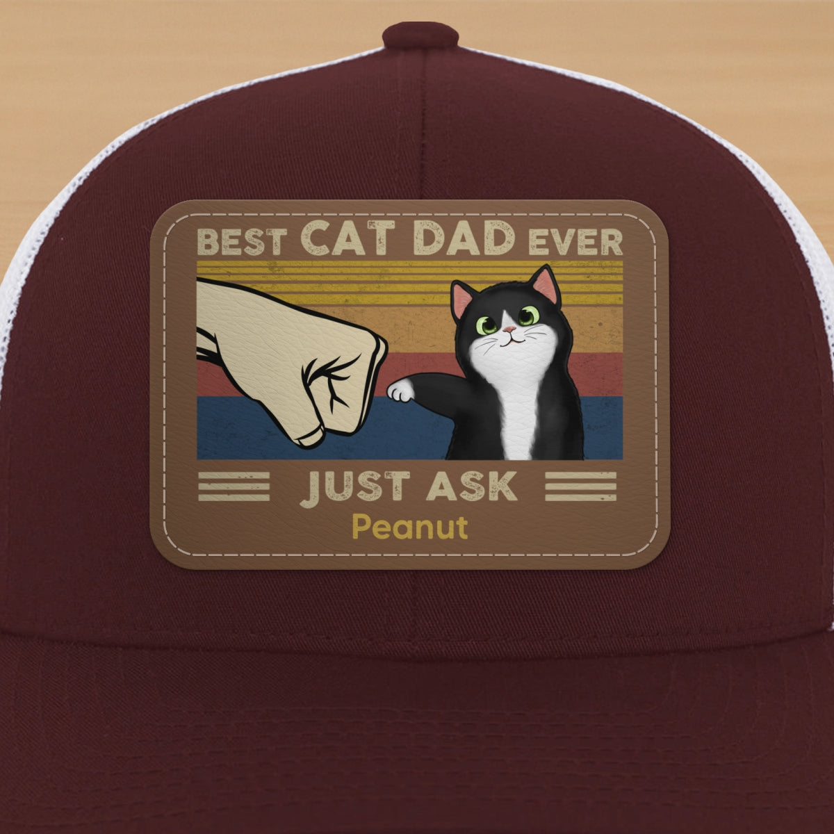 Father’s Day 2025 Gift for Cat Dads - Custom Cat Fist Bump Personalized Trucker Hat