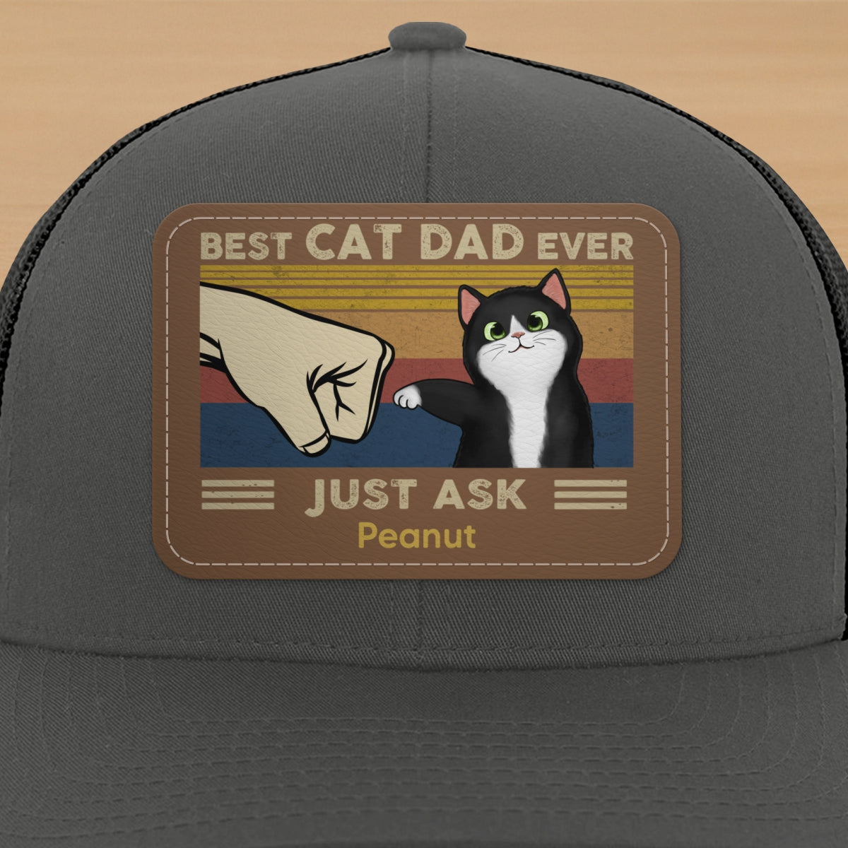 Father’s Day 2025 Gift for Cat Dads - Custom Cat Fist Bump Personalized Trucker Hat