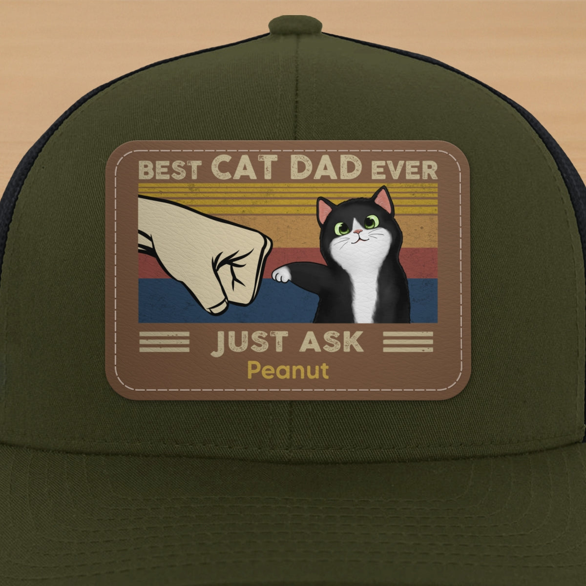 Father’s Day 2025 Gift for Cat Dads - Custom Cat Fist Bump Personalized Trucker Hat