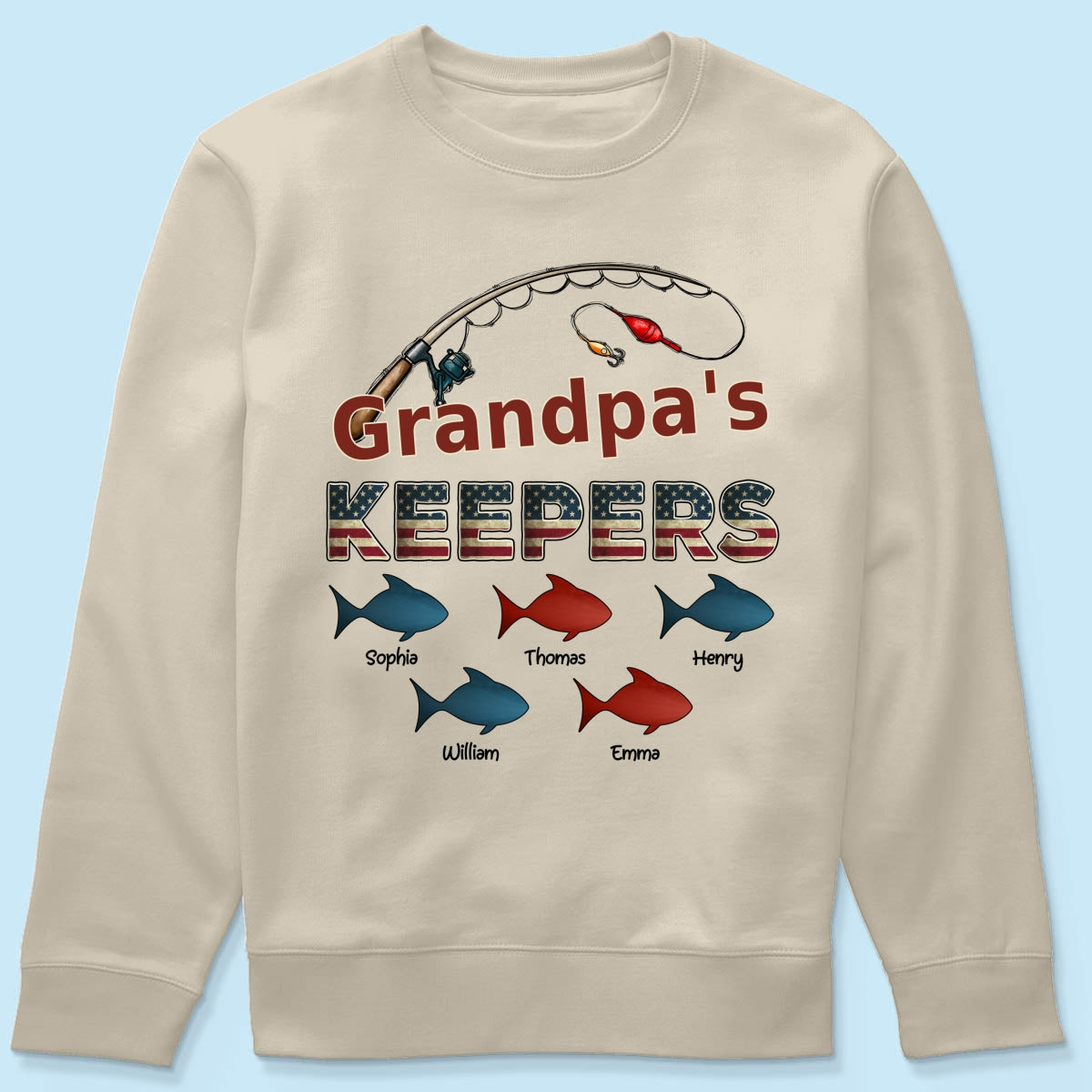 Nation Flag Grandpa's Keepers Fishing 4th Of July Personalized Shirt