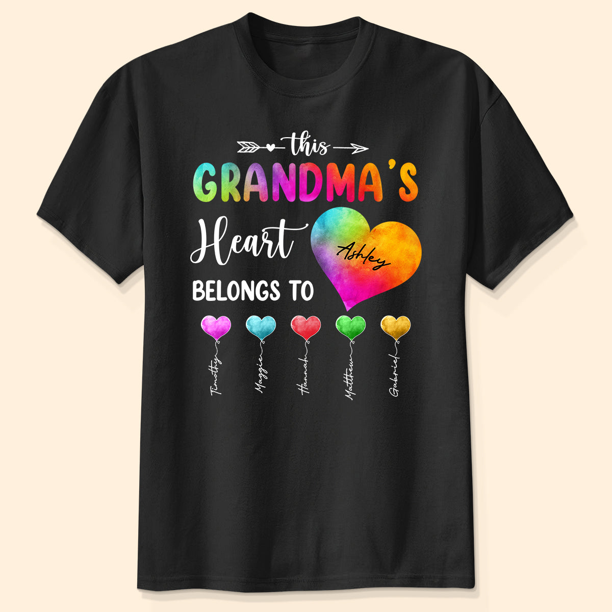 Colorful Patterned This Grandma Heart Belongs To Personalized Shirt