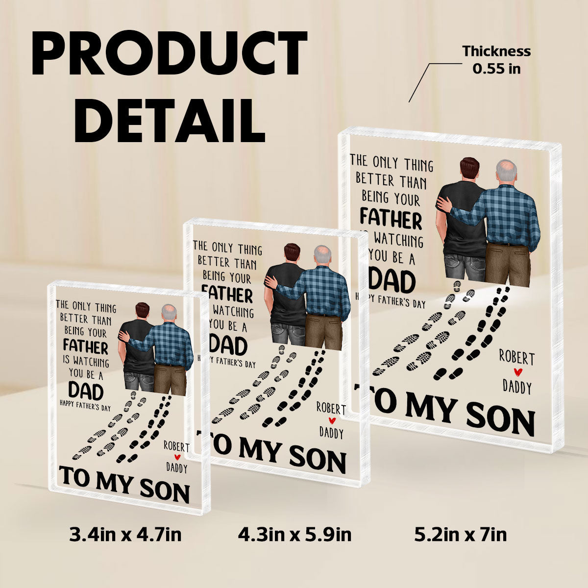 To My Son From Mom Dad Footprints Personalized Acrylic Block,  gift