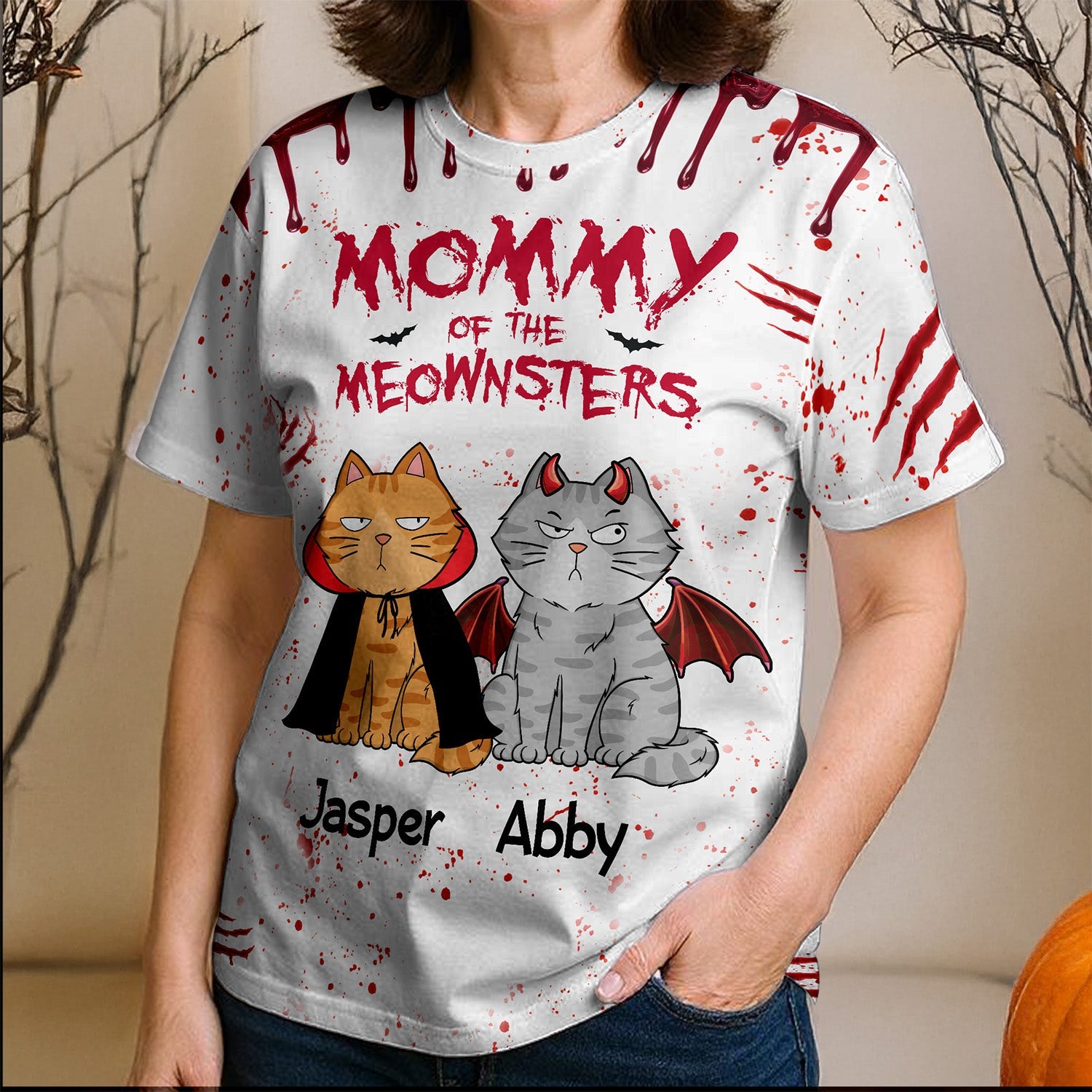 Spooky Halloween Daddy Mommy Of The Monsters Cats Personalized Shirt, Unique Halloween Costume For Cat Lovers, Cat Dad, Cat Mom