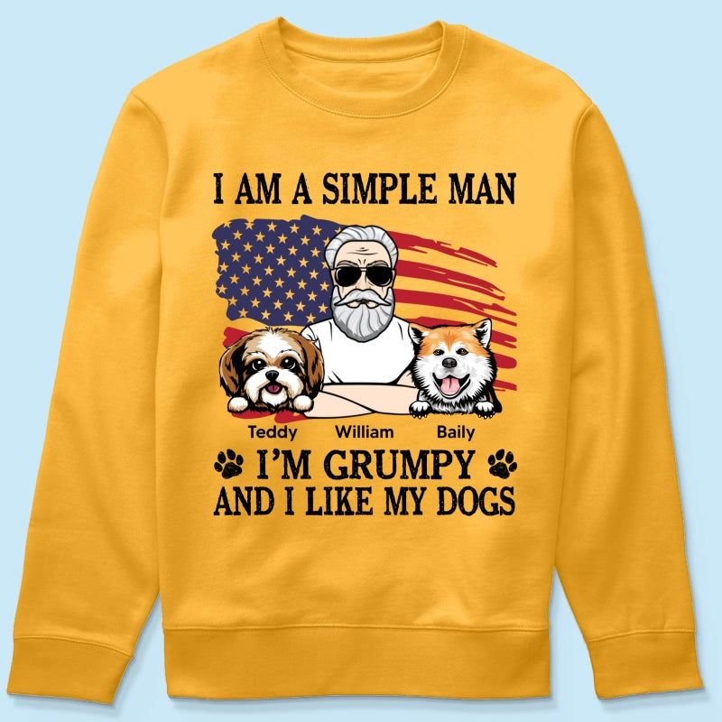 Simple Man Grumpy And Like My Dogs Nation Flag Personalized Shirt, Perfect Gift for Dog Lovers