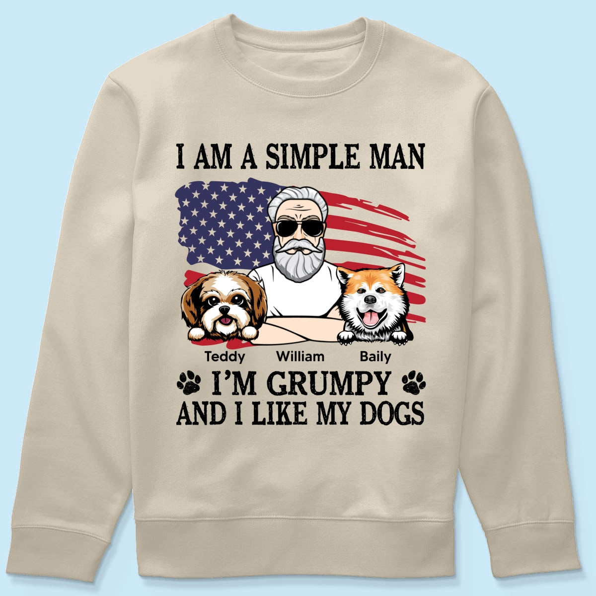 Simple Man Grumpy And Like My Dogs Nation Flag Personalized Shirt, Perfect Gift for Dog Lovers