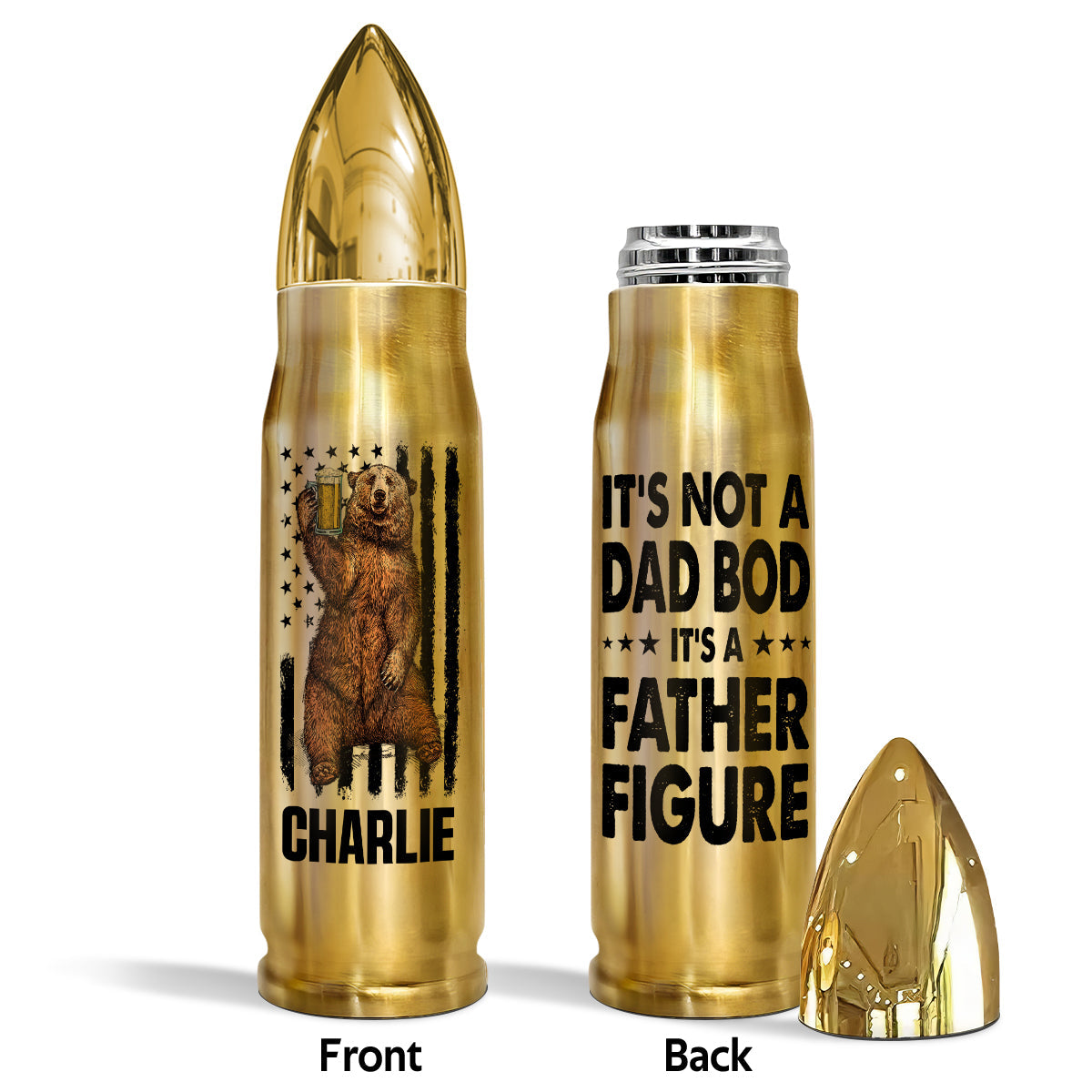 It‘s Not A Dad Bod It’s Father Figure Bear Flag Funny Gift For Husband Dad Personalized Bullet Tumbler