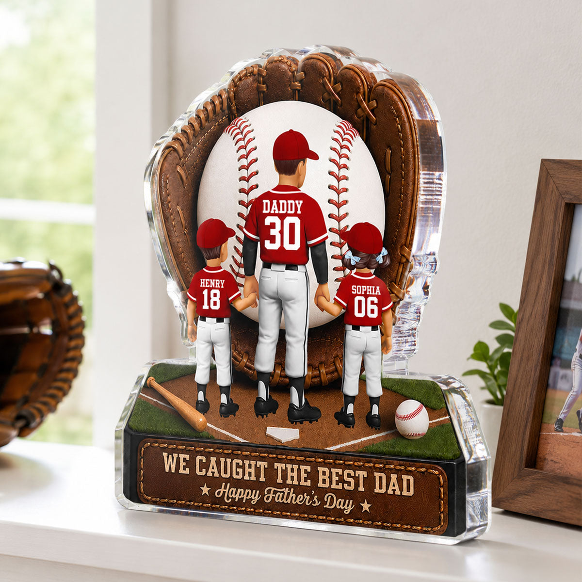Baseball Dad Legend We Caught The Best Dad - Personalized Acrylic Block Plaque -  Gift For Dad