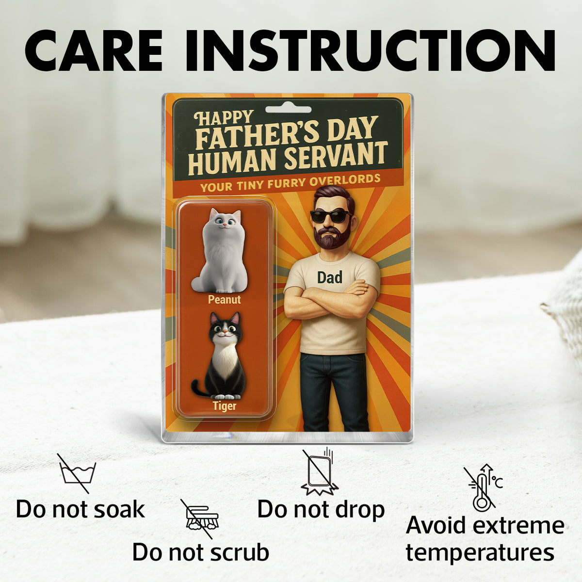 Happy  Human Servant Cat Dad Custom Action Figure Personalized Acrylic Block Plaque