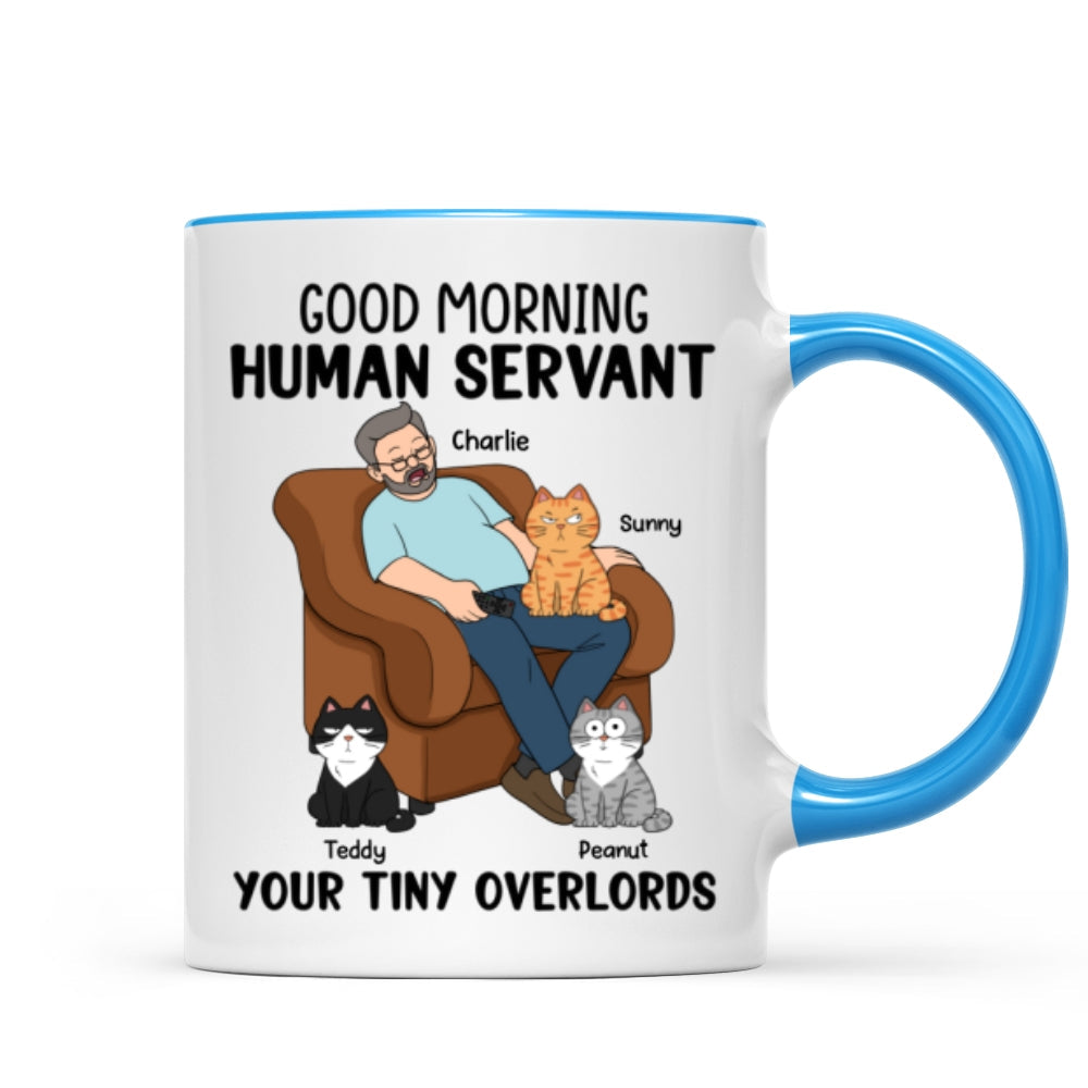 Happy Father‘s Day Human Servant Cat Dad Asleep Funny Cats Personalized Mug